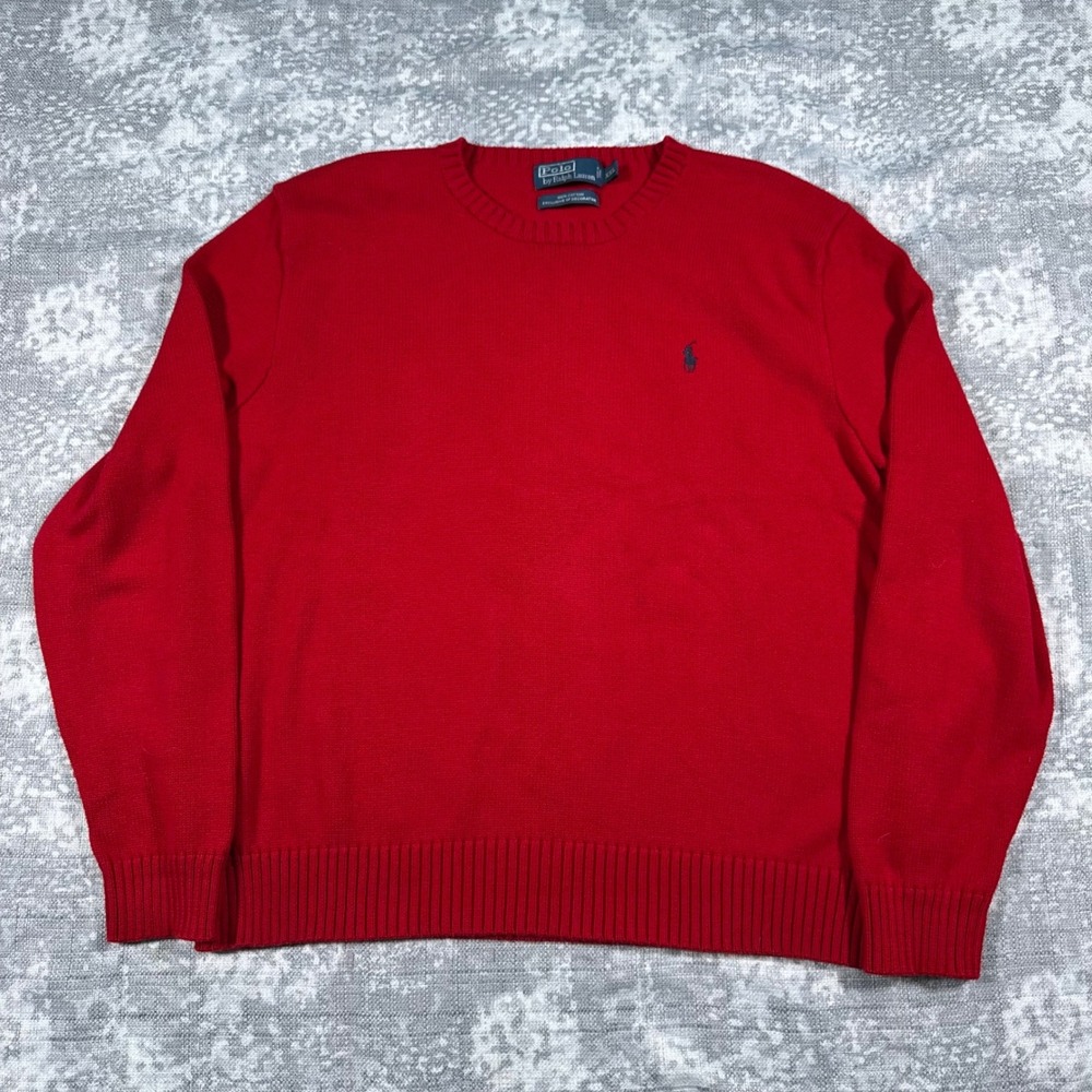 Polo Ralph Lauren Sweater Mens XXL Red Cotton Crewneck Embroidered Pony Classic